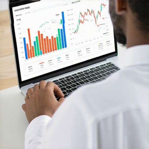 Proactive Credit Monitoring Individual analyzing credit report on a laptop with charts and notifications