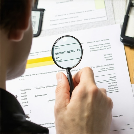 Individual analyzing credit report carefully for errors