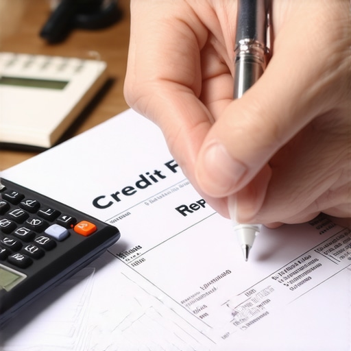Reviewing Credit Report for Errors Person analyzing credit report for errors and discrepancies.