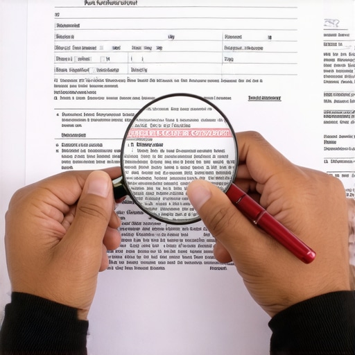 Individual analyzing credit report to spot discrepancies and errors.