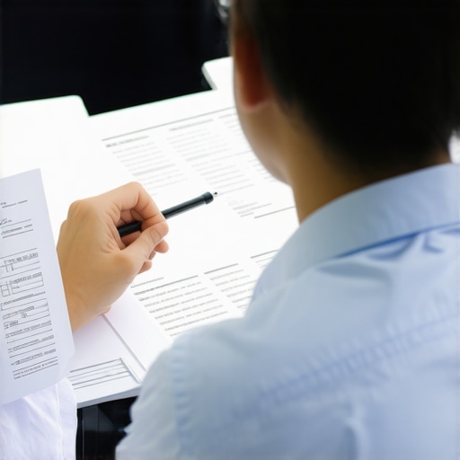 Person analyzing credit report documents closely, highlighting errors for dispute.