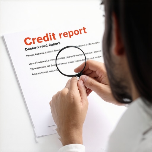 Person analyzing credit report documents for discrepancies