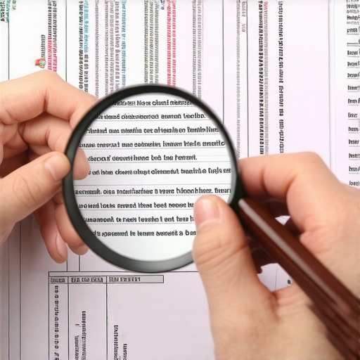 Person analyzing credit report for mistakes