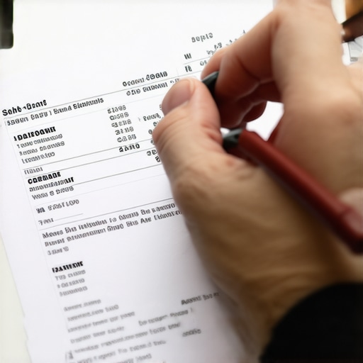 Person carefully examining bank statements for discrepancies