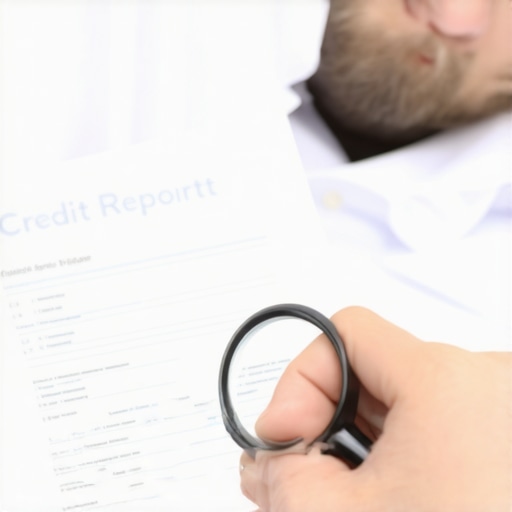 Person examining credit reports closely with a magnifying glass, symbolizing detailed review for credit repair.