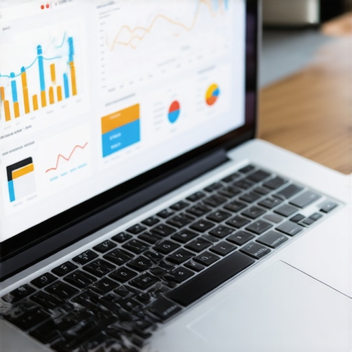 Laptop screen displaying credit report graphs and alert notifications
