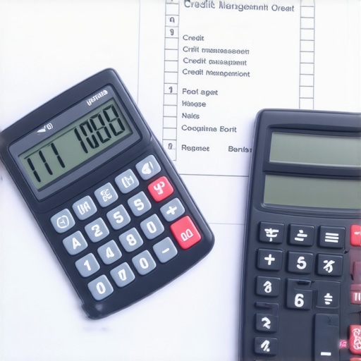 Credit Report Review Process Person analyzing credit report with checklist and calculator