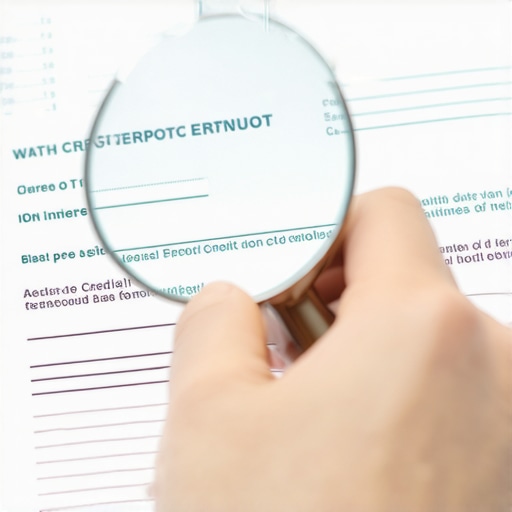 Person inspecting a credit report with a magnifying glass to identify inaccuracies.