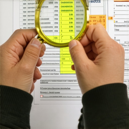 Person examining credit report for inaccuracies