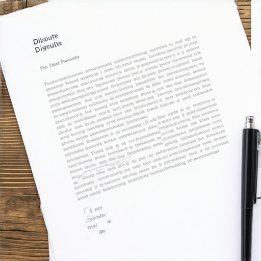 A detailed dispute letter with supporting documents on a desk