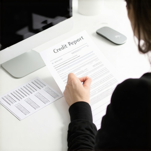 Person analyzing credit report and evidence to dispute inaccuracies