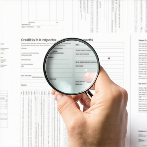 Person analyzing credit reports for inaccuracies.
