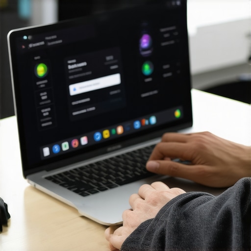 Effective Credit Management Tools Hands typing on a laptop with financial monitoring apps open.