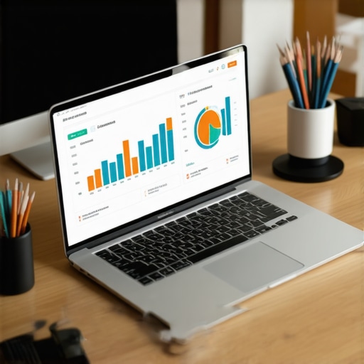 Effective Credit Management Tools Laptop screen displaying credit scores and financial dashboards