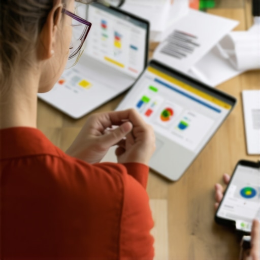 Person analyzing credit reports using a laptop and smartphone, representing proactive credit management.