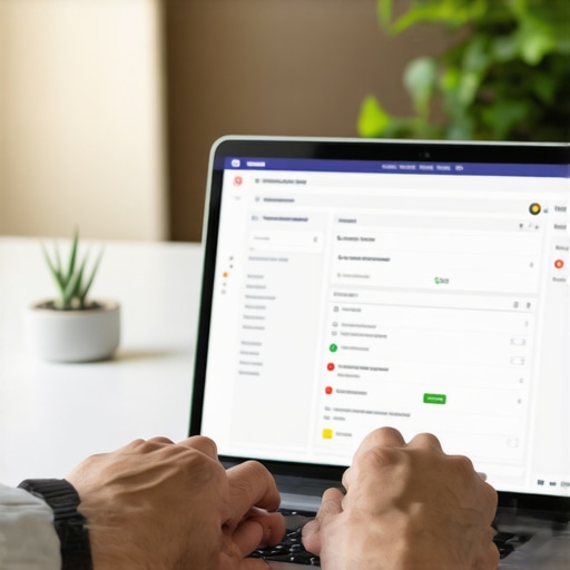 Person analyzing credit report data on laptop using monitoring tools.