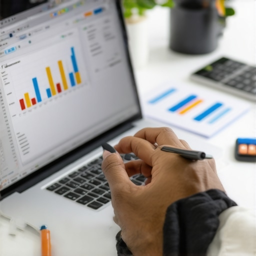 Person analyzing credit reports on a laptop with credit monitoring tools on screen