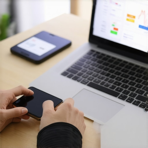 Managing Credit with Digital Tools Individual reviewing credit scores and financial tools on laptop and smartphone