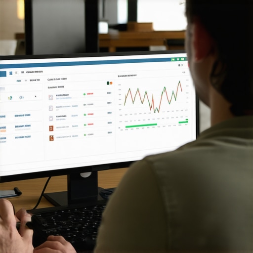 Person reviewing credit scores on a digital device with financial analytics displayed.