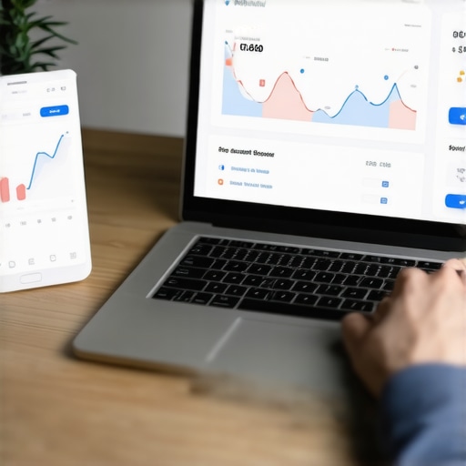 Monitoring Credit with Effective Tools Person analyzing credit score graphs on a laptop using financial software.