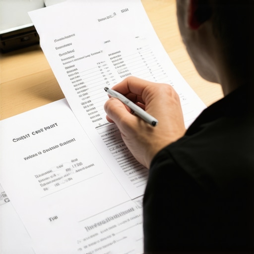 Monitoring Utility Payments for Credit Growth Person analyzing credit report alongside utility bills to enhance credit score