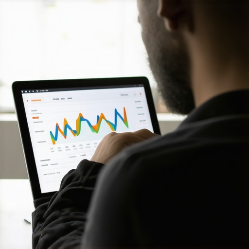 Individual reviewing credit data on computer to maintain credit health