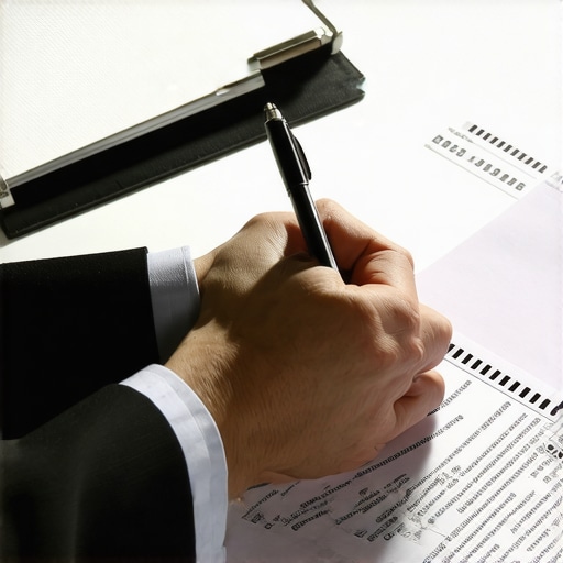 Person analyzing credit report and supporting documents for dispute process.