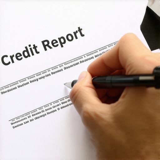 Person analyzing credit report documents to identify errors for dispute.