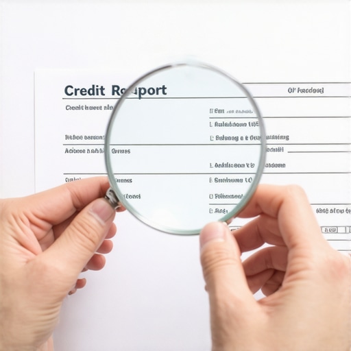 A person analyzing credit report details with magnifying glass to spot inaccuracies.