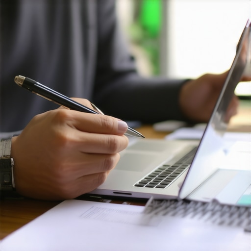 Person analyzing credit report on laptop for credit improvement strategies.