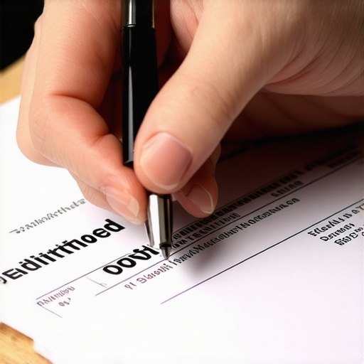Person analyzing a credit report and marking outdated debts with a pen.