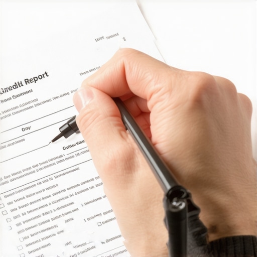 Person analyzing credit report for errors and discrepancies.
