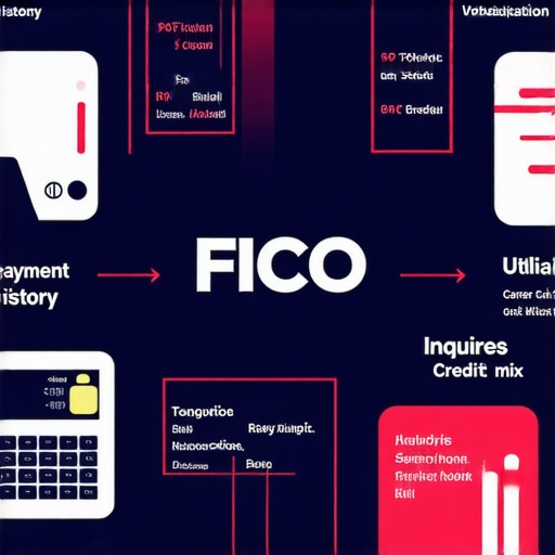 Understanding FICO Score Factors Infographic outlining key elements influencing FICO scores, such as payment history, credit utilization, inquiries, and credit types.