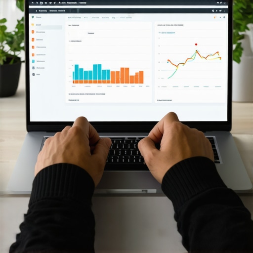 Using Credit Monitoring Tools for Credit Maintenance Hands typing on a laptop displaying credit scores and graphs, representing credit management tools.