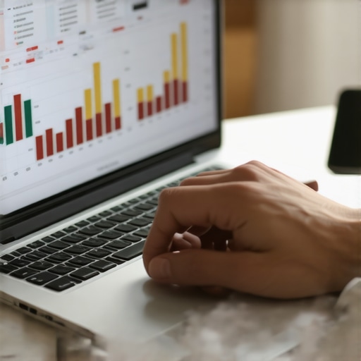 Using Digital Tools for Credit Maintenance Person analyzing credit reports and financial data on a laptop, representing proactive credit management.