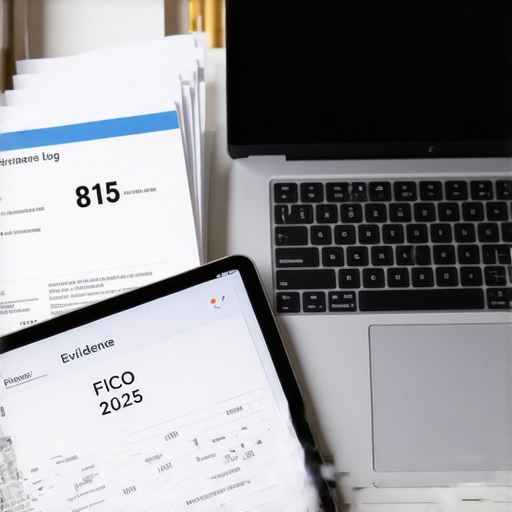 Advanced Credit Maintenance Tools A desktop setup for long-term credit management including digital and physical logs