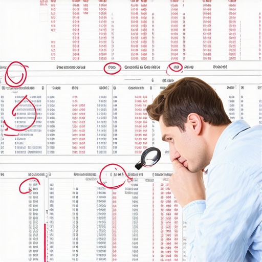 Close up of person auditing a credit report for re-aging errors.