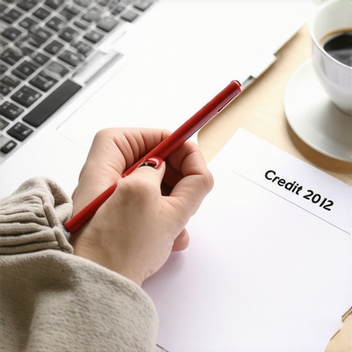 Close up of a person auditing a paper credit report for errors and dates.