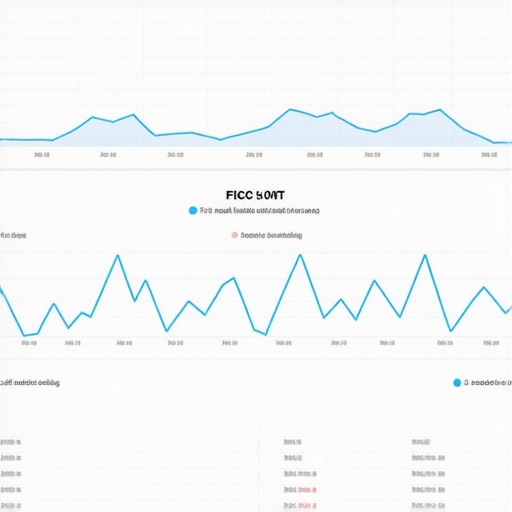 A digital graph showing 24-month credit score trends and financial data points for FICO 10T analysis.