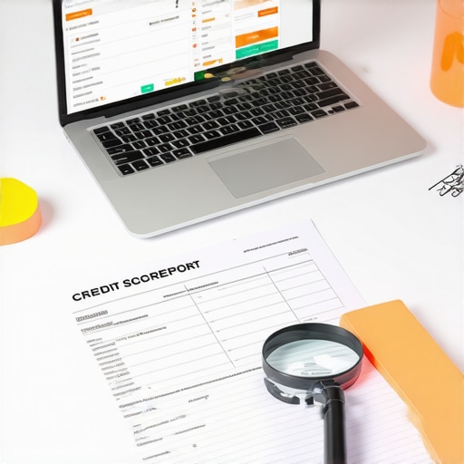 A desk with credit monitoring tools and financial reports for FICO optimization.