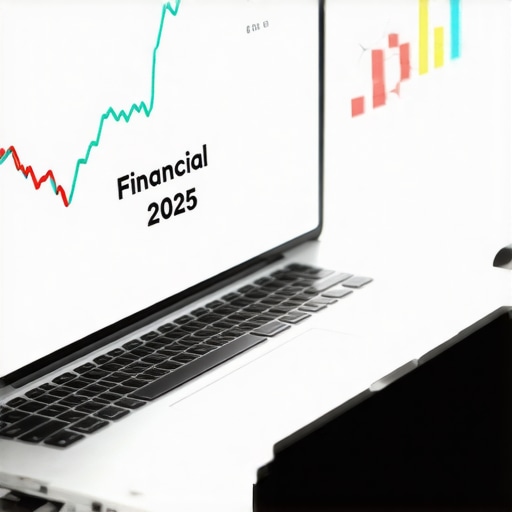 A laptop displaying organized financial records and a rising credit score graph.