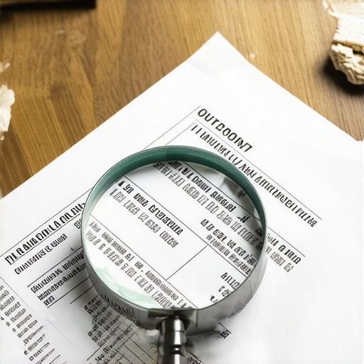 Analyzing Credit Report Nuances Close-up of a magnifying glass inspecting a credit report for errors and re-aging evidence.