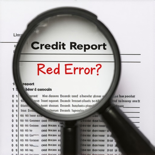 Close-up of a magnifying glass identifying errors on a credit report for FICO optimization.