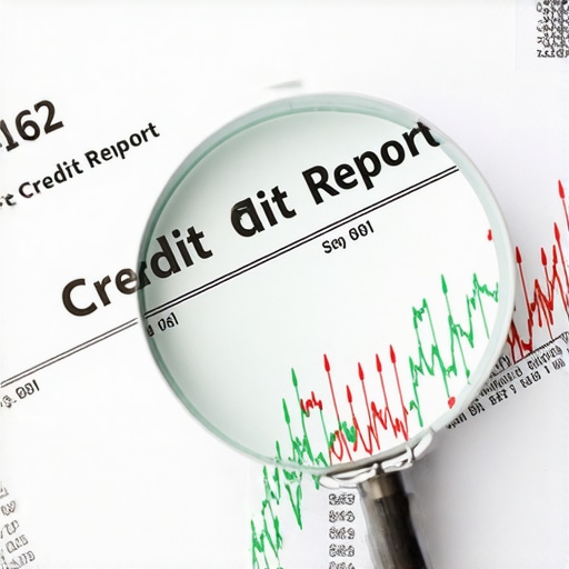 Detailed analysis of a FICO credit report using a magnifying glass