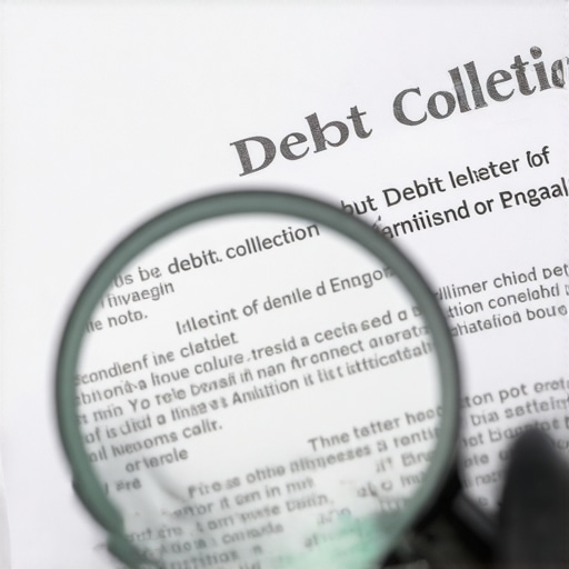 Magnifying glass over credit report details showing dates and debt terms