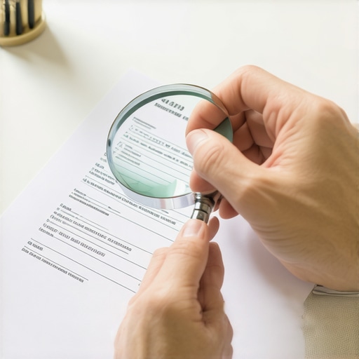 A magnifying glass highlighting errors on a financial credit report document