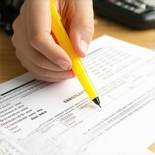 Auditing a Paper Credit Report for Discrepancies A person highlighting errors on a physical credit report to prepare a dispute.