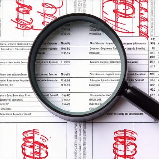 A magnifying glass highlighting specific entries on a physical credit report to find reporting errors