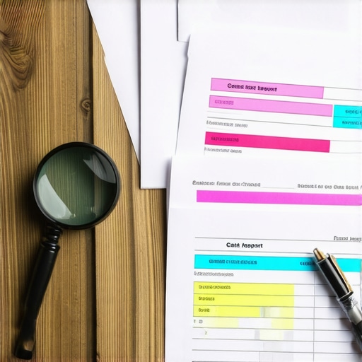 A side-by-side comparison of three printed credit reports with highlighters and a magnifying glass on a desk.
