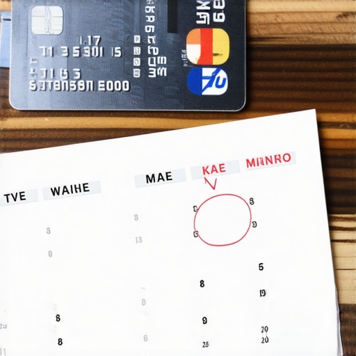 A credit card on a desk highlighting the importance of statement dates for FICO scores.